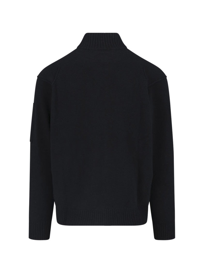 C.P. Company High-Collar Zip Cardigan With Unique Lens Detail