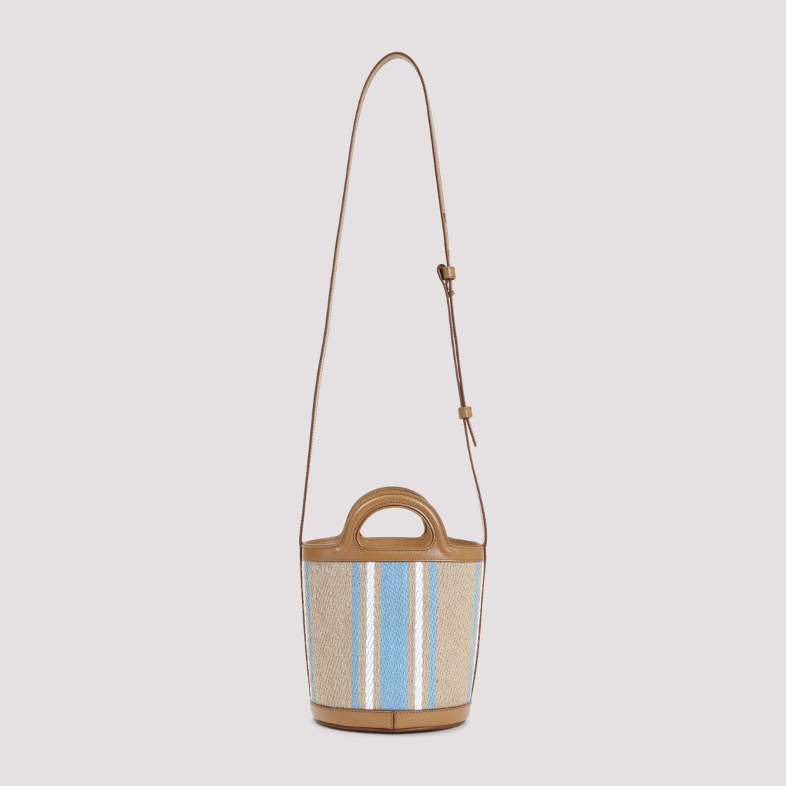 Marni Cigar Brown Jute Tropicalia Mini Bucket Handbag