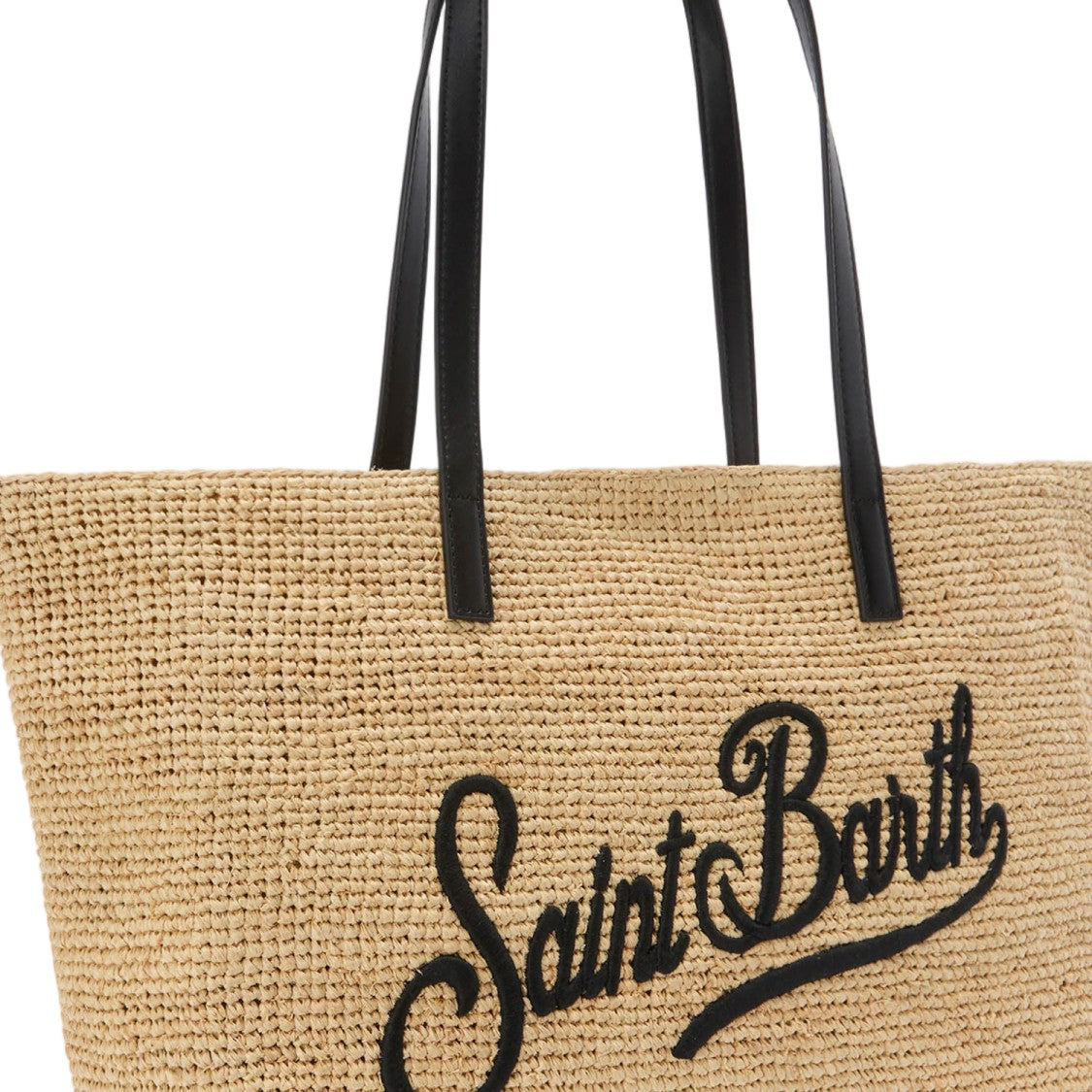Mc2 Saint Barth Raffia Shopping Bag With Contrasting Handles And Logo