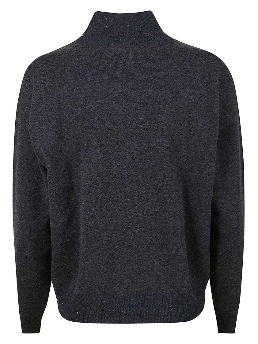 Peserico Diamond Stitch Cashmere Blend Turtleneck Sweater