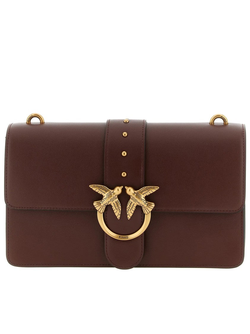 Pinko Brown Love One Classic Leather Satchel