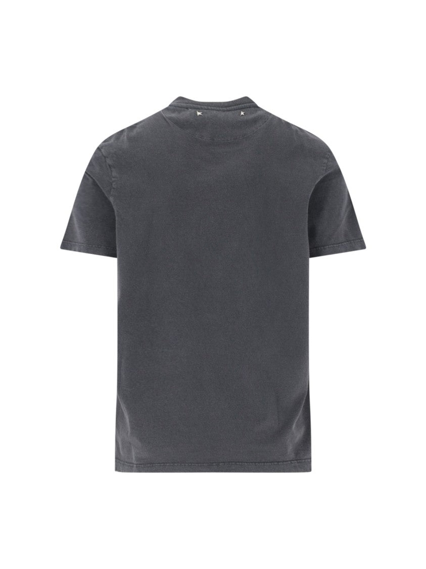 Golden Goose Logo T-Shirt With Distressed Details – Grey