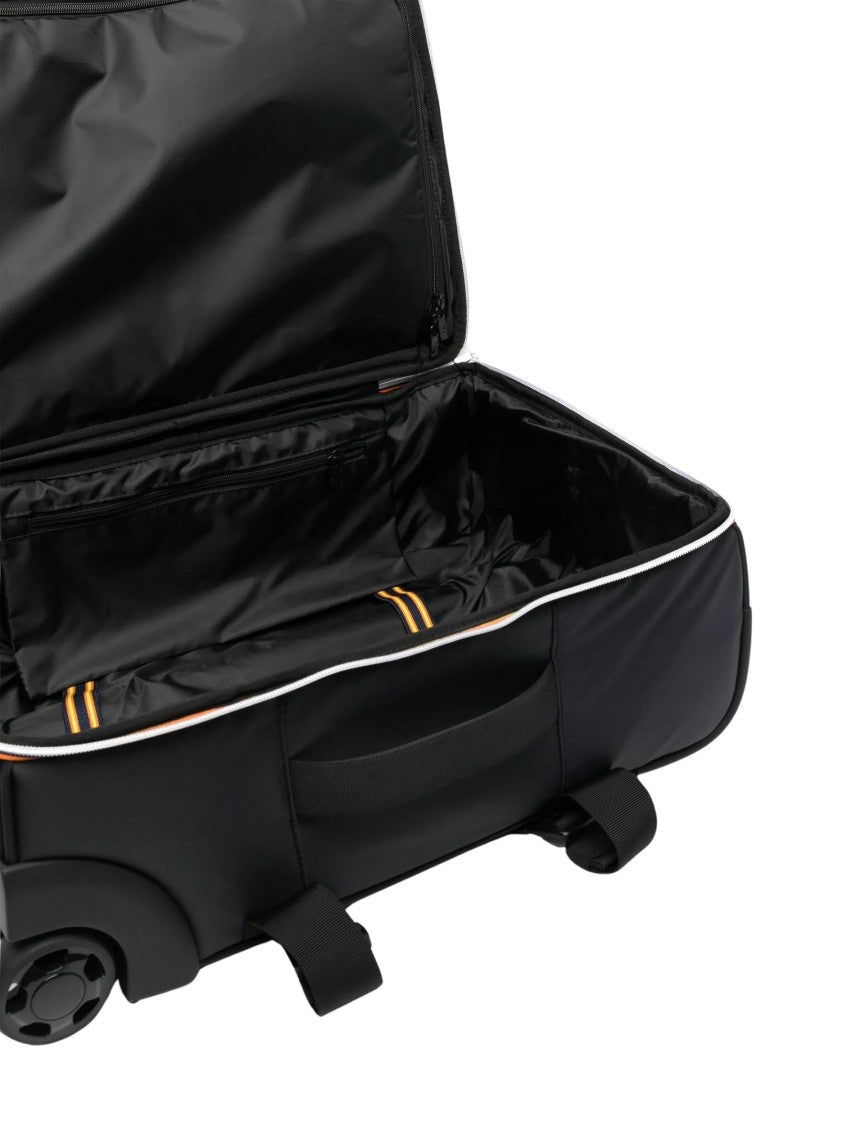 K-Way Compact Square-Shaped Black Suitcase With Accented Zippers
