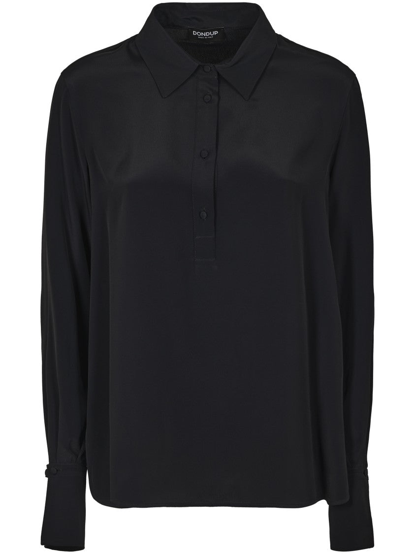 Dondup Satin-Finish Black Shirt With Classic Collar