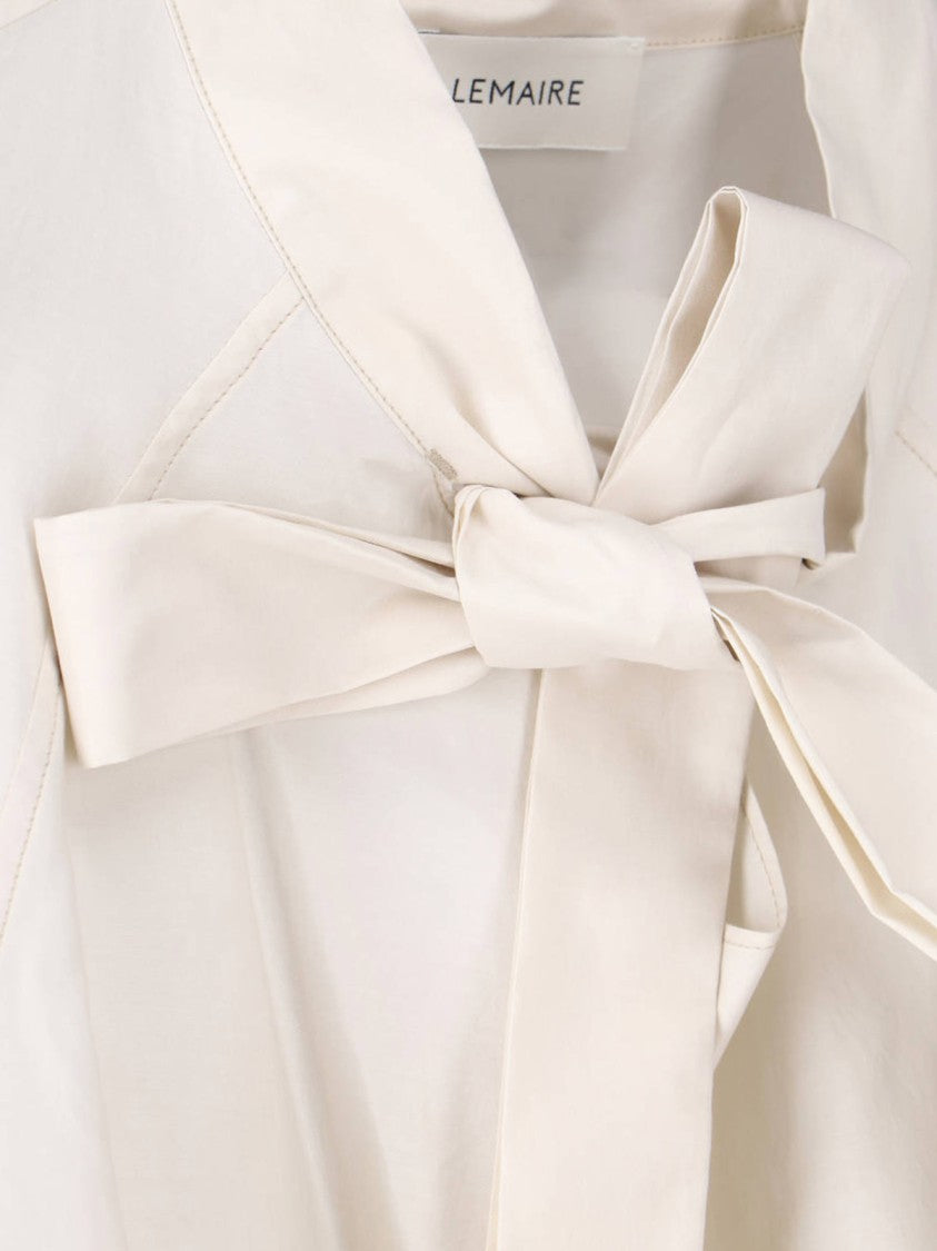 Lemaire Cream Lavallière Collar Cotton Silk Blouse