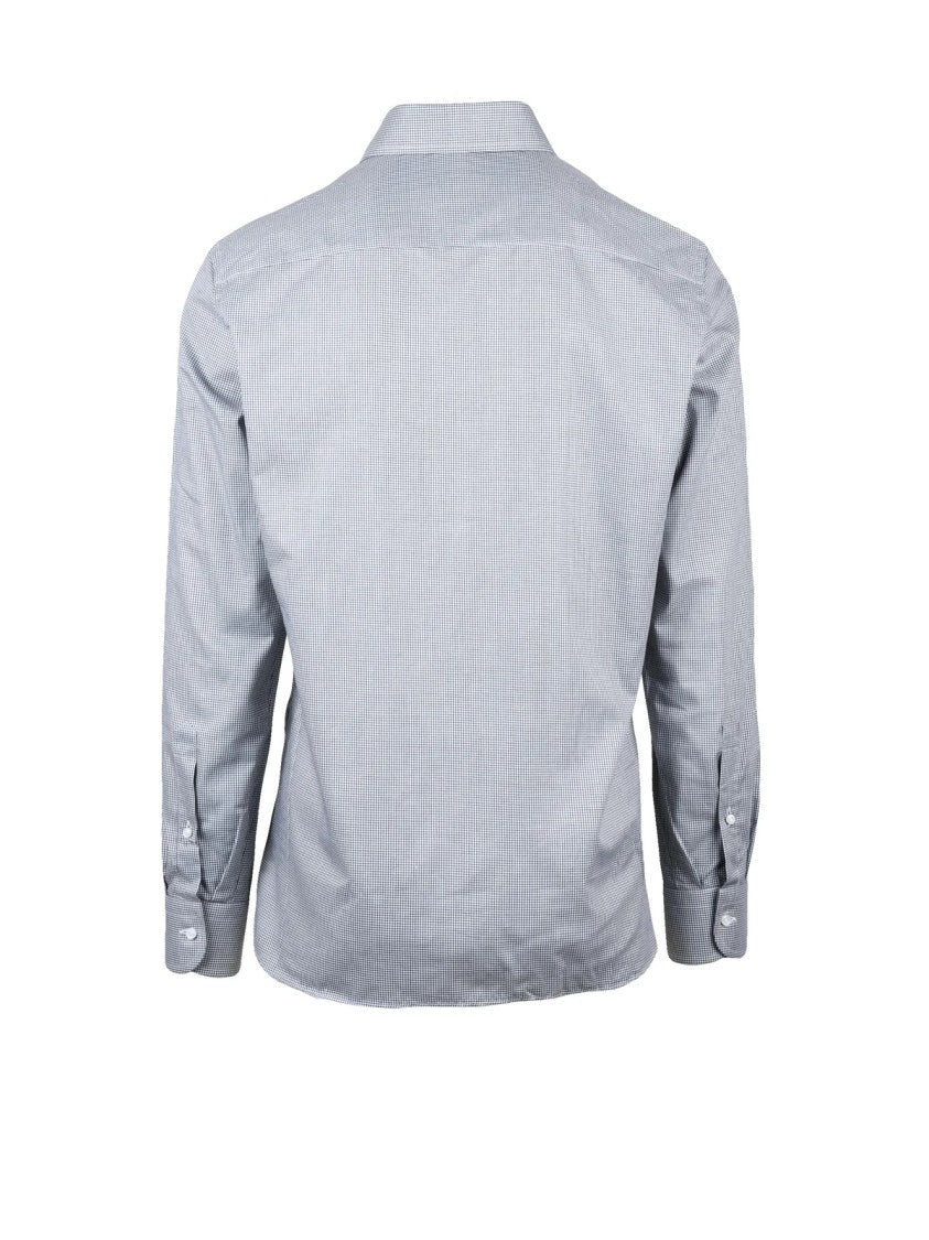 Sonrisa Tailored Grey Checkered Shirt With Button-Down Collar