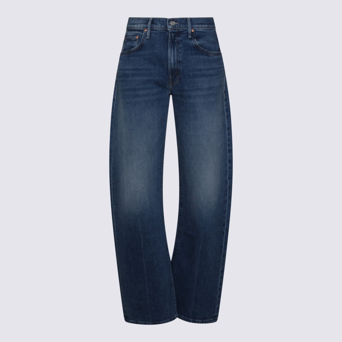 Mother Straight-Leg Blue Jeans