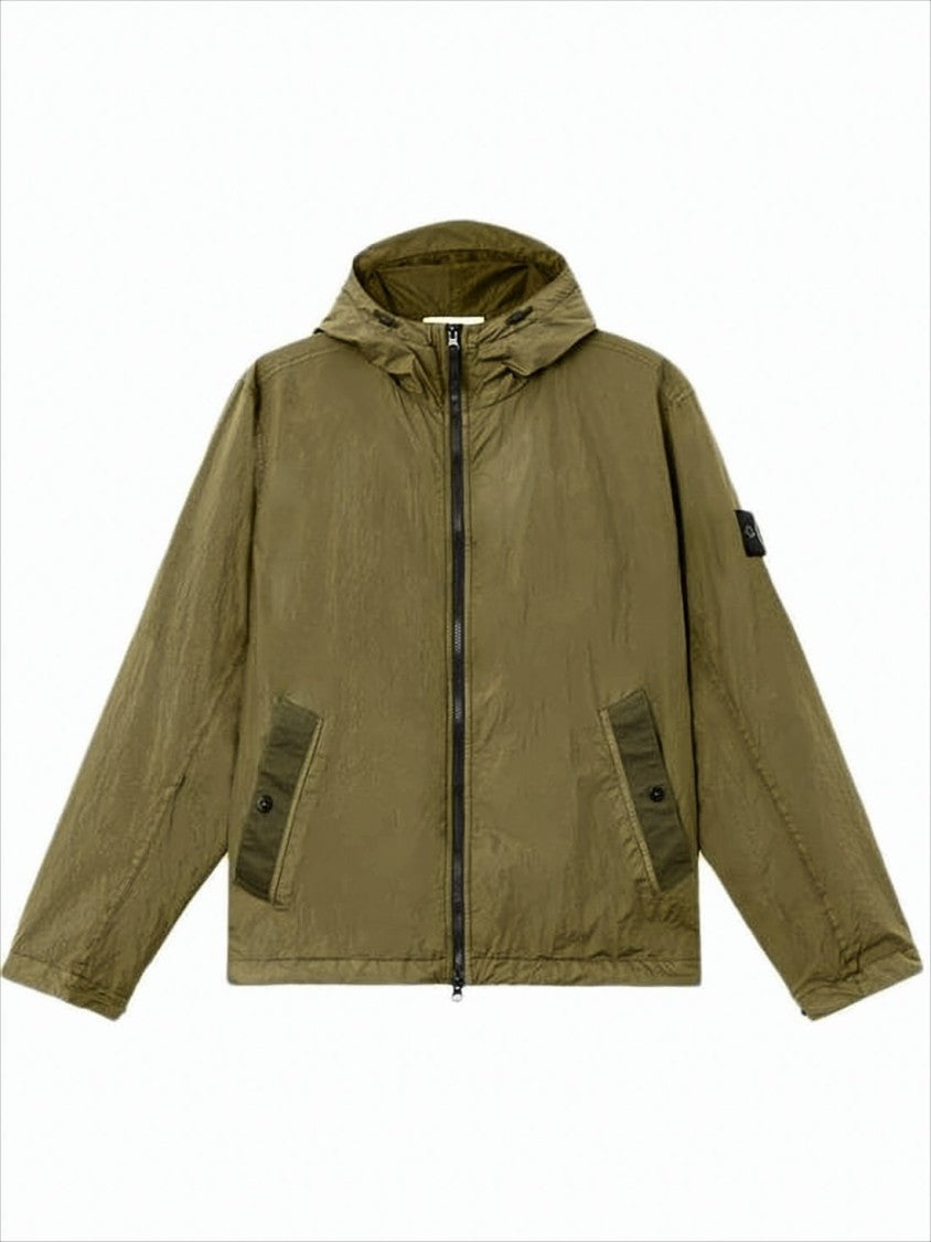 Stone Island Crinkled Nylon Wind-Resistant Hooded Jacket