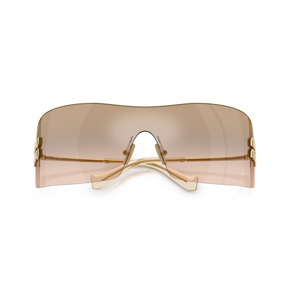 Miu Miu Rimless Brown Gradient Sunglasses With Gold Temples