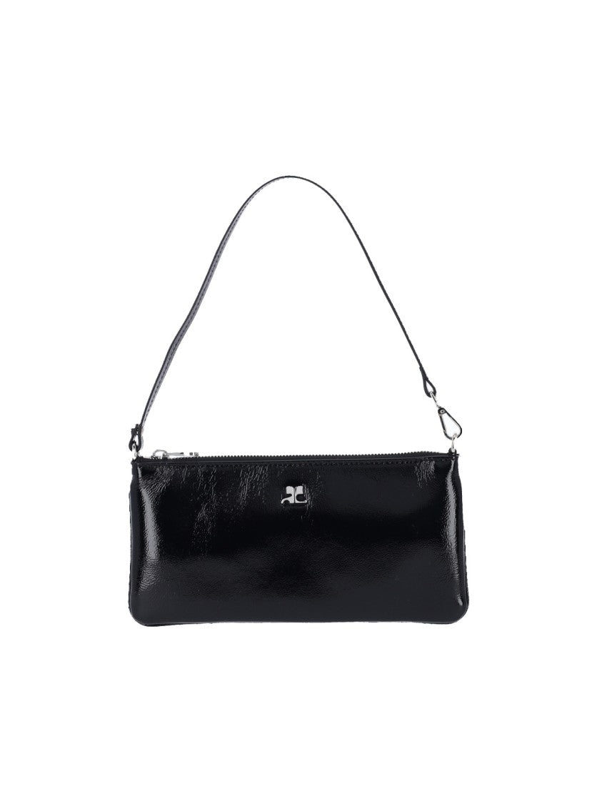 Courrèges Black Calf Leather Logo Clutch