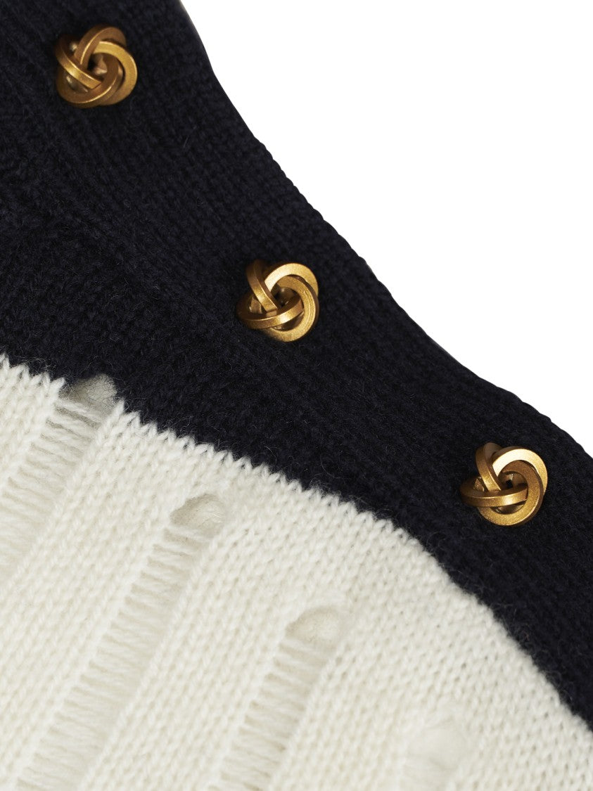 Max Mara Ribbed Texture Top With Contrasting Stripes