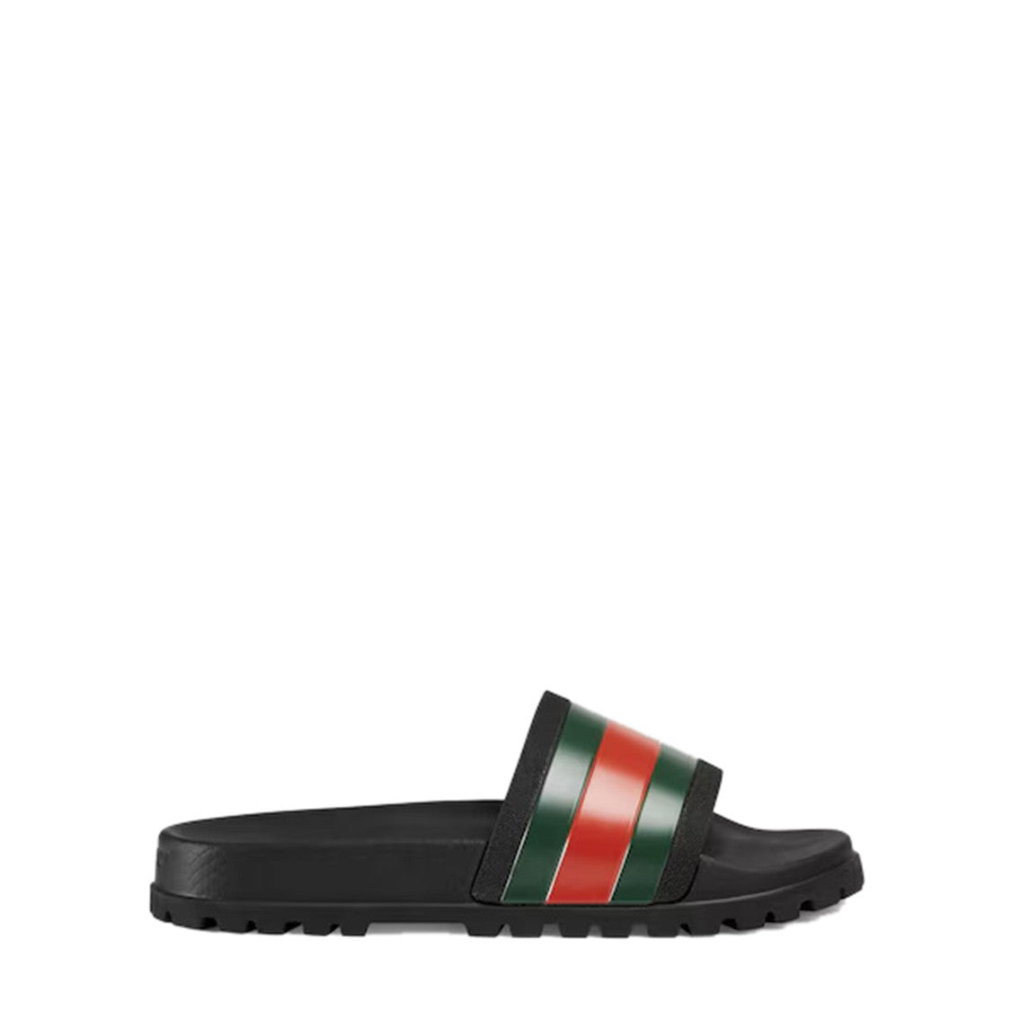Gucci Pursuit Web Slides With Bold Stripes
