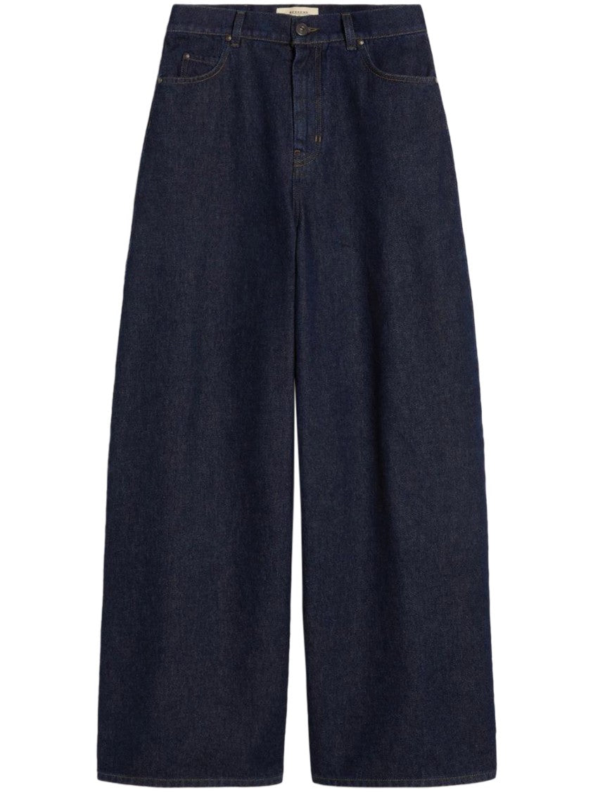 Max Mara Wide-Leg Deep Indigo Denim Pants With High Waist
