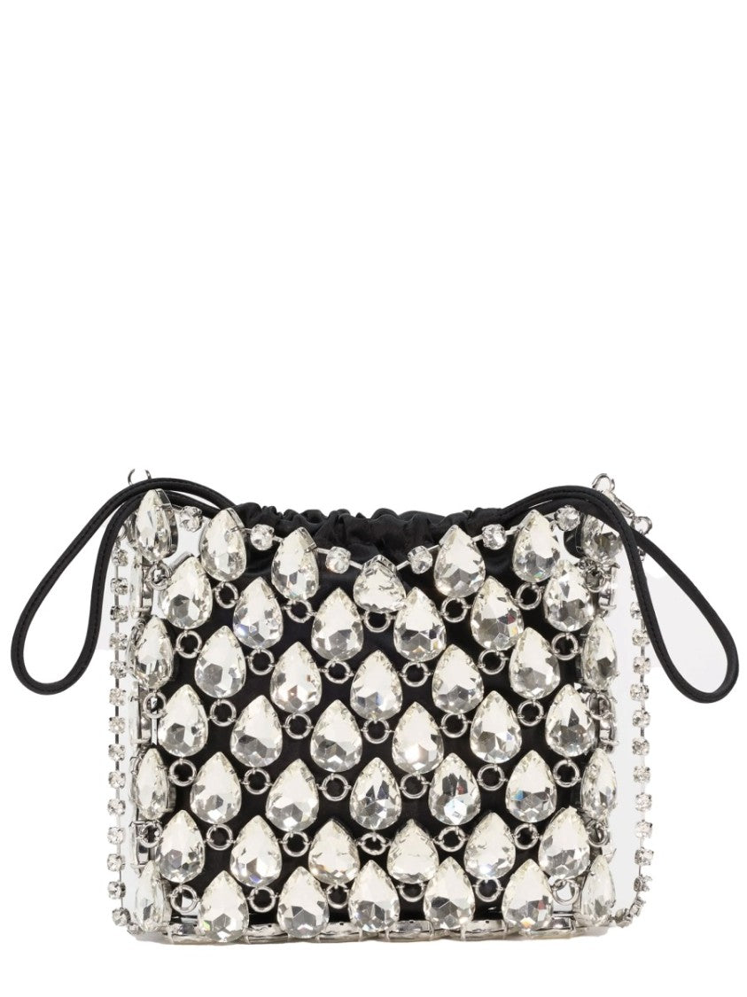 Self-Portrait Black Grid Mesh Crystal Bag