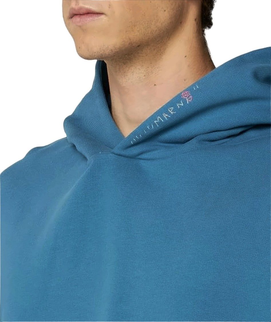 Marni Relaxed Fit Blue Cotton Hoodie