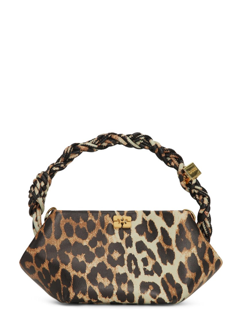 Ganni Mini Leopard Print Bou Bag With Braided Handle