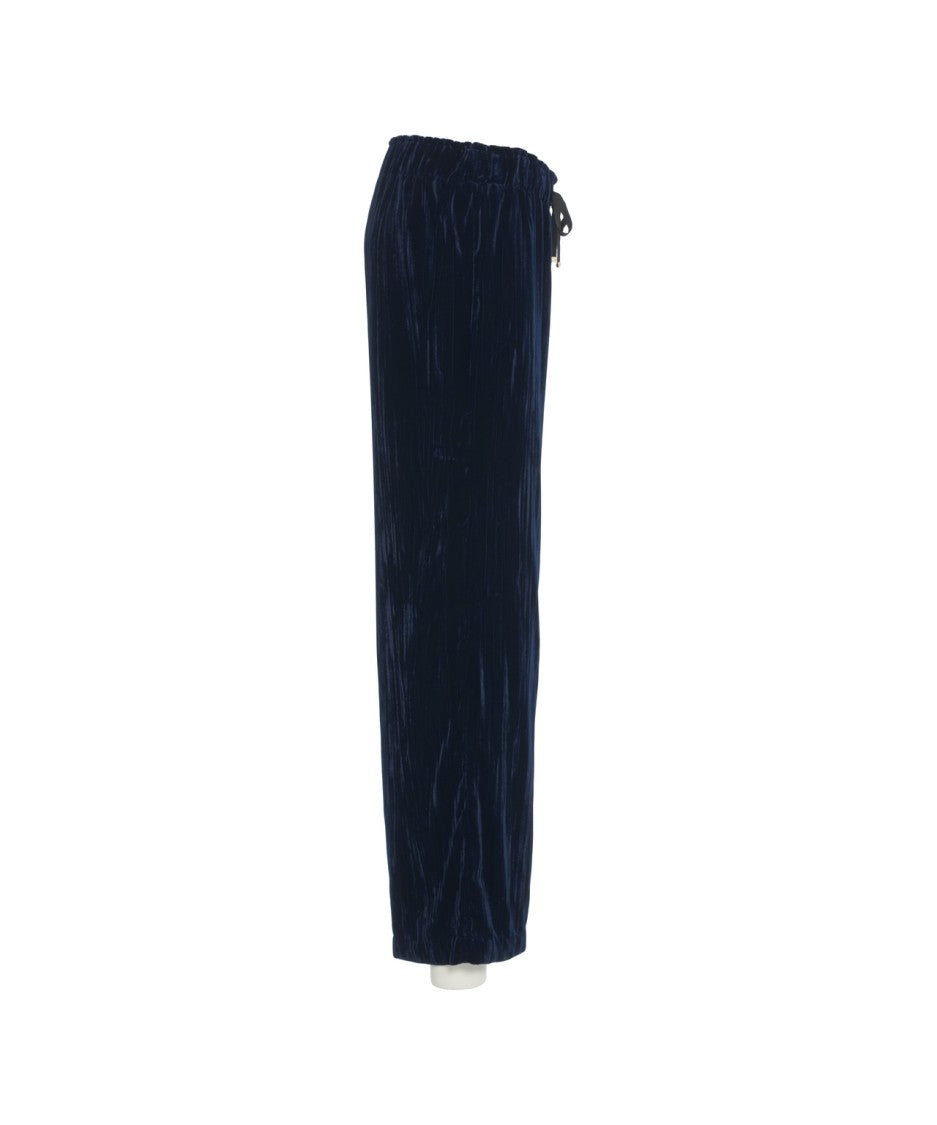 Liu Jo Plush Velvet Trousers With Adjustable Drawstring Waistband