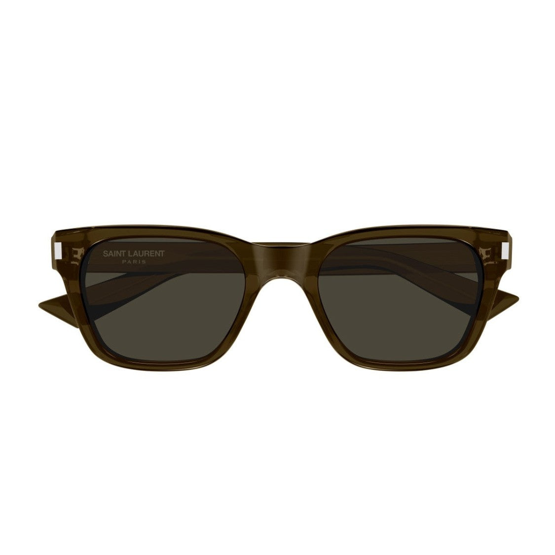 Saint Laurent Brown Linea Corner Angle Recycled Acetate Rectangular Sunglasses