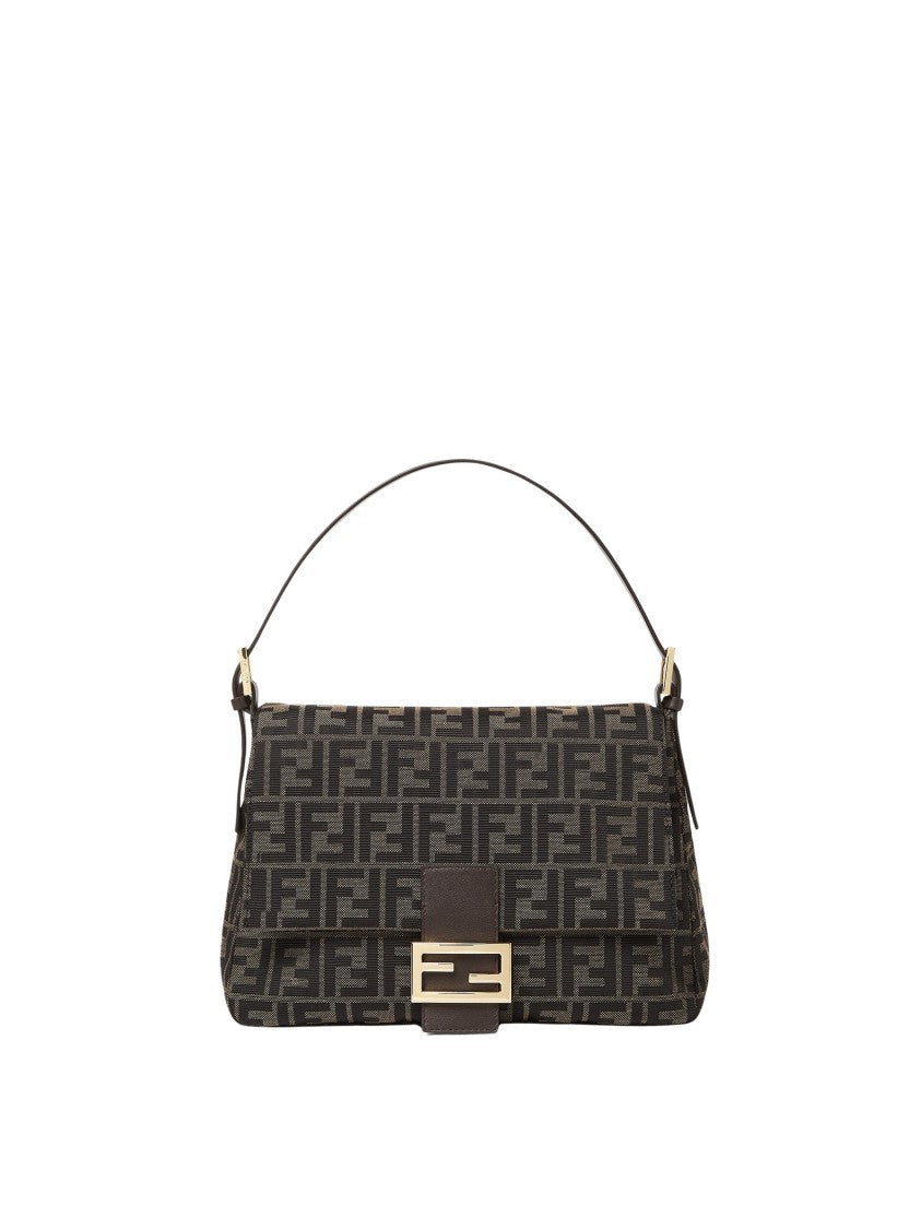 Fendi Ff Zucca Jacquard Flap Bag With Gold-Finish Hardware