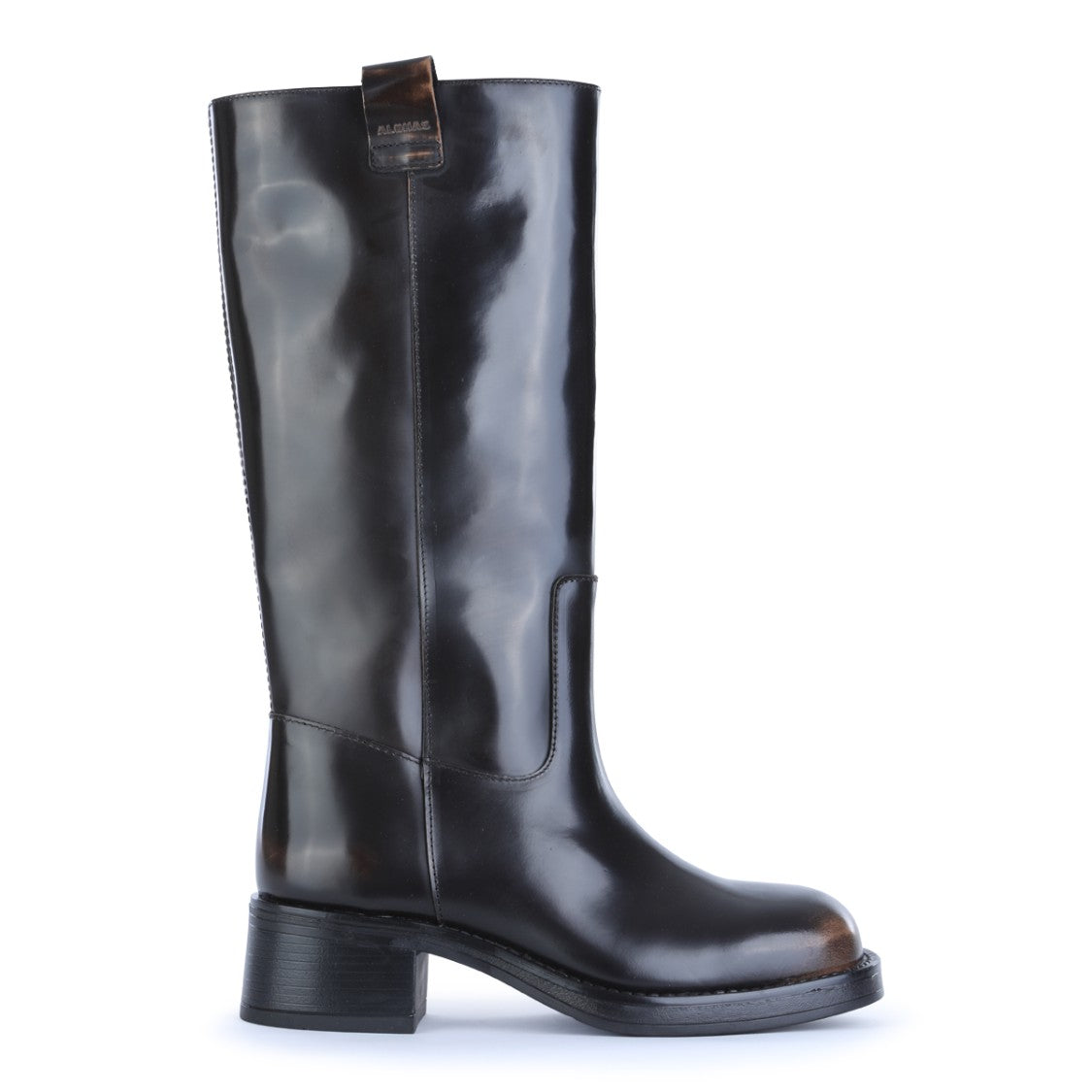 Alohas Brown Square Toe Block Heel Wide-Leg Boots
