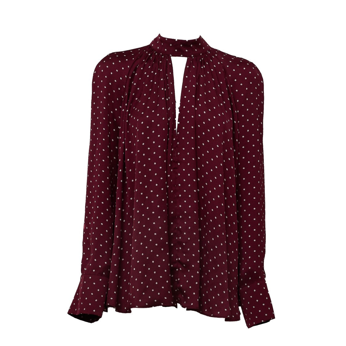 Rotate Burgundy Polka Dot Satin Bow Shirt