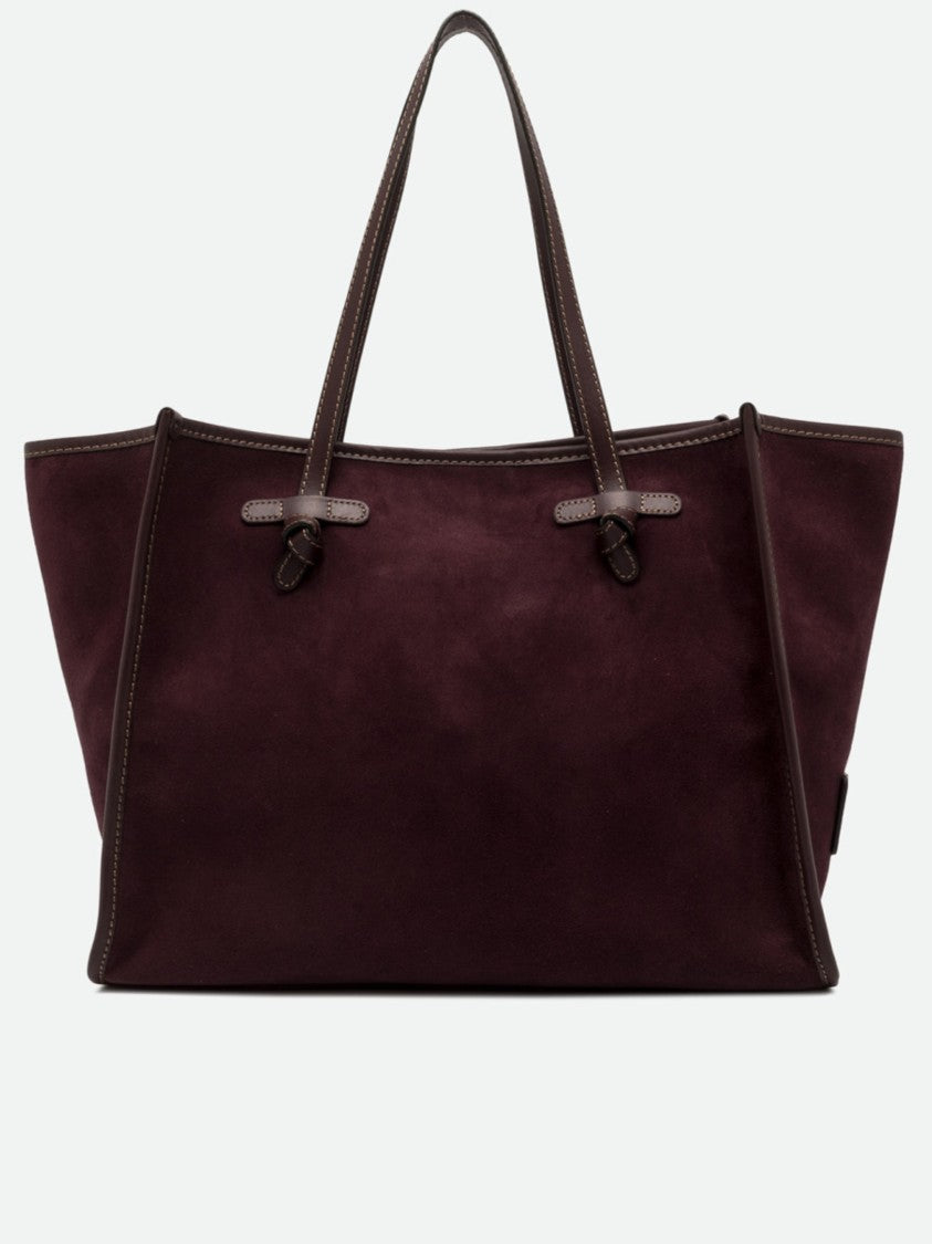 Gianni Chiarini Spacious Burgundy Suede Tote Bag With Smooth Leather Trim