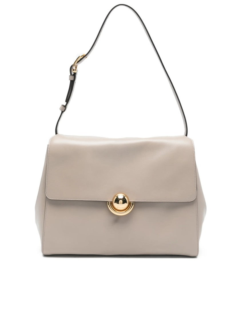 Furla Domus M Structured Neutral Leather Shoulder Bag