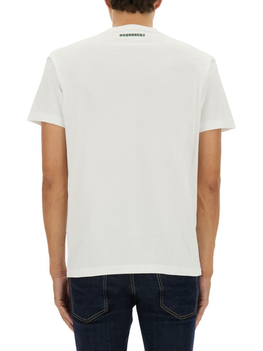Dsquared2 Crew Neck T-Shirt With Maple Leaf Graphic