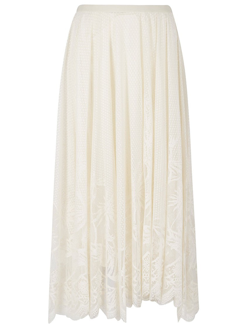 Fabiana Filippi Flared Midi Skirt In Floral-Embroidered Crochet Lace