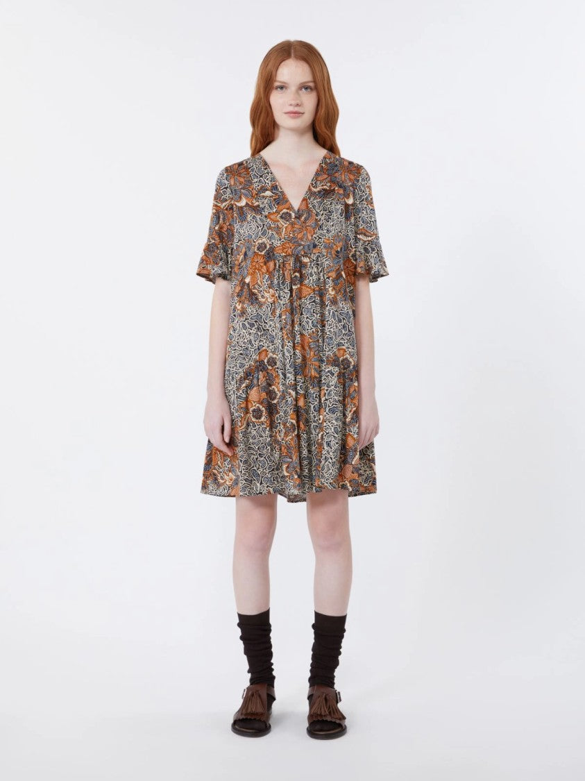Max Mara V-Neck Mini Dress With Flared Sleeves
