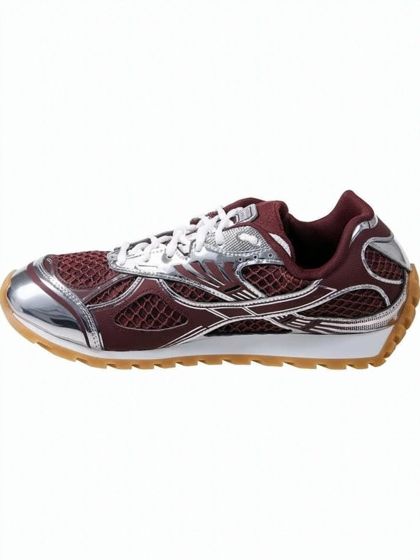 Bottega Veneta Burgundy Sneakers With Mesh Upper