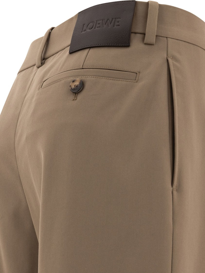 Loewe Cotton-Silk Blend Trousers With Leather Logo Detail