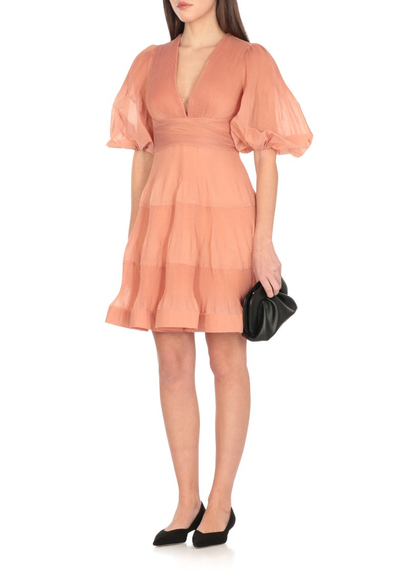 Zimmermann Pink Pleated Mini Dress