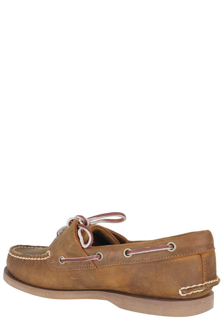 Timberland Brown Classic Crude Leather Laces Leather Boat Shoes