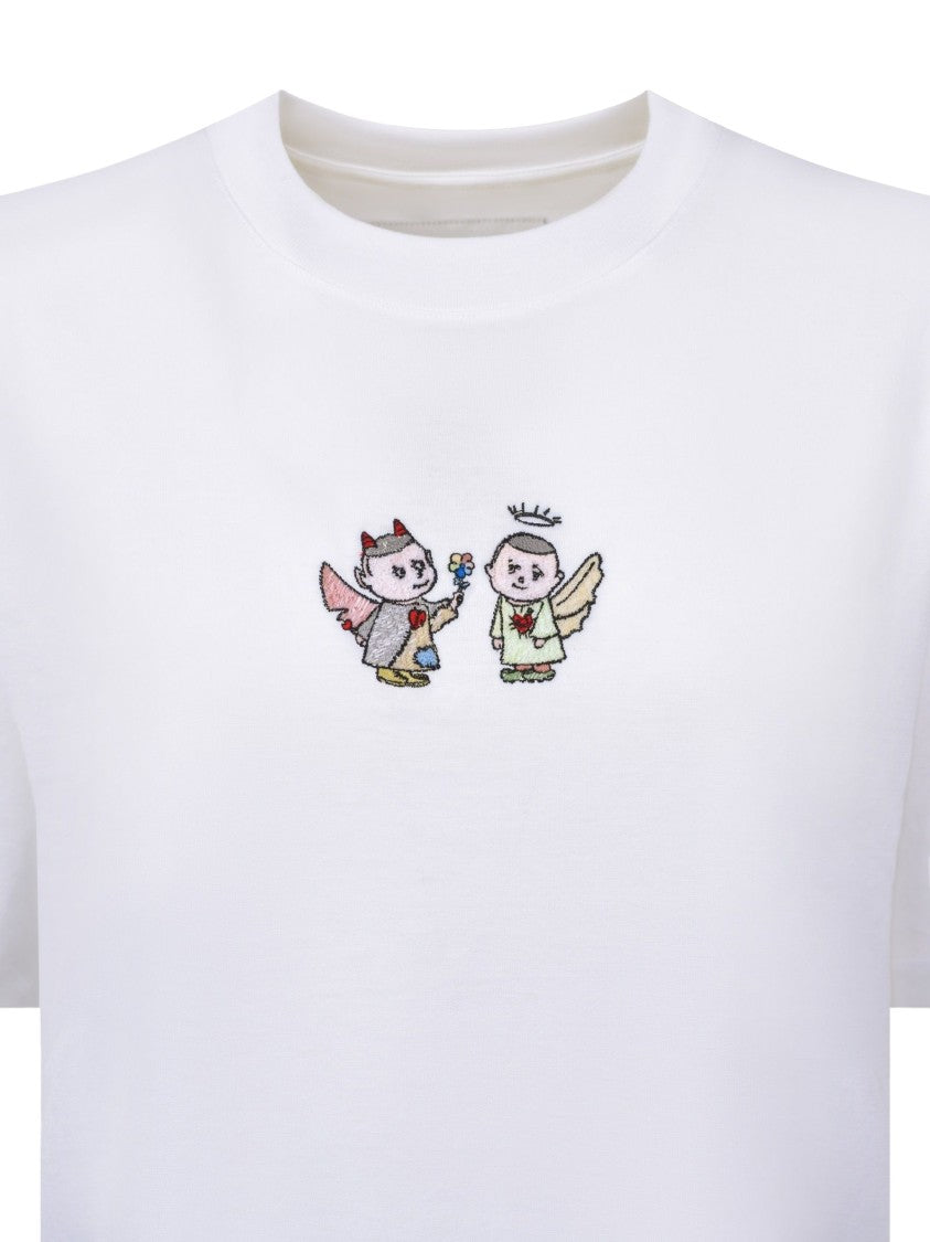 Christina Crawford Angel And Devil Embroidered Cotton T-Shirt
