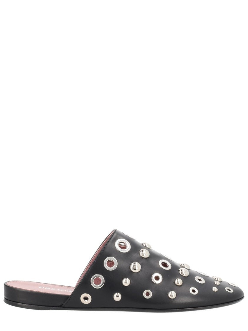 Premiata Pointed Toe Studded Calfskin Sabot