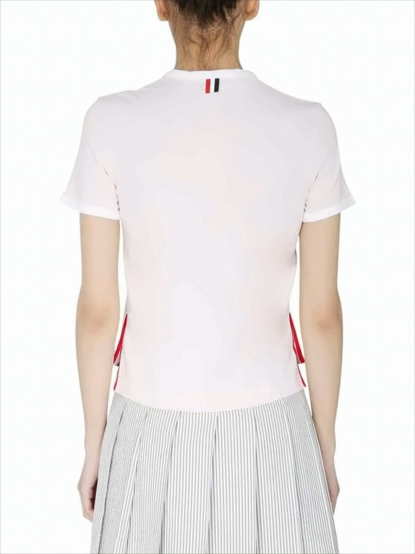 Thom Browne Light Pink Short-Sleeved T-Shirt With Trim And Striped Accents