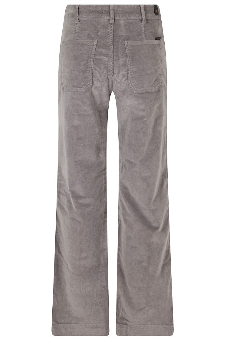 Cigala`S Gray Ribbed Velvet Wide-Leg Pants