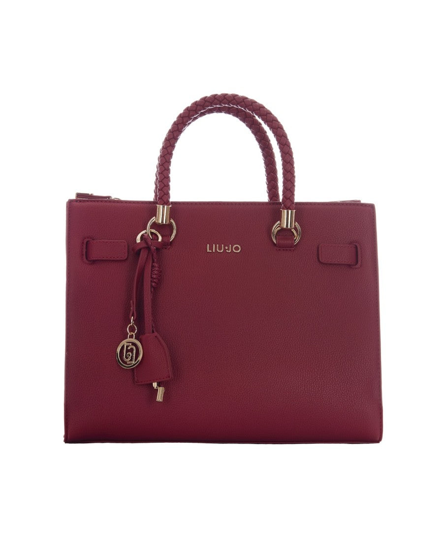 Liu Jo Brick Red Satchel M Textured Vegan Leather Bag