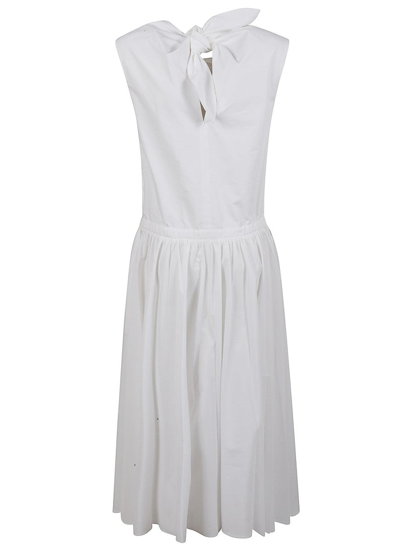 Patou Sleeveless Button-Down Dress With Tie Detail