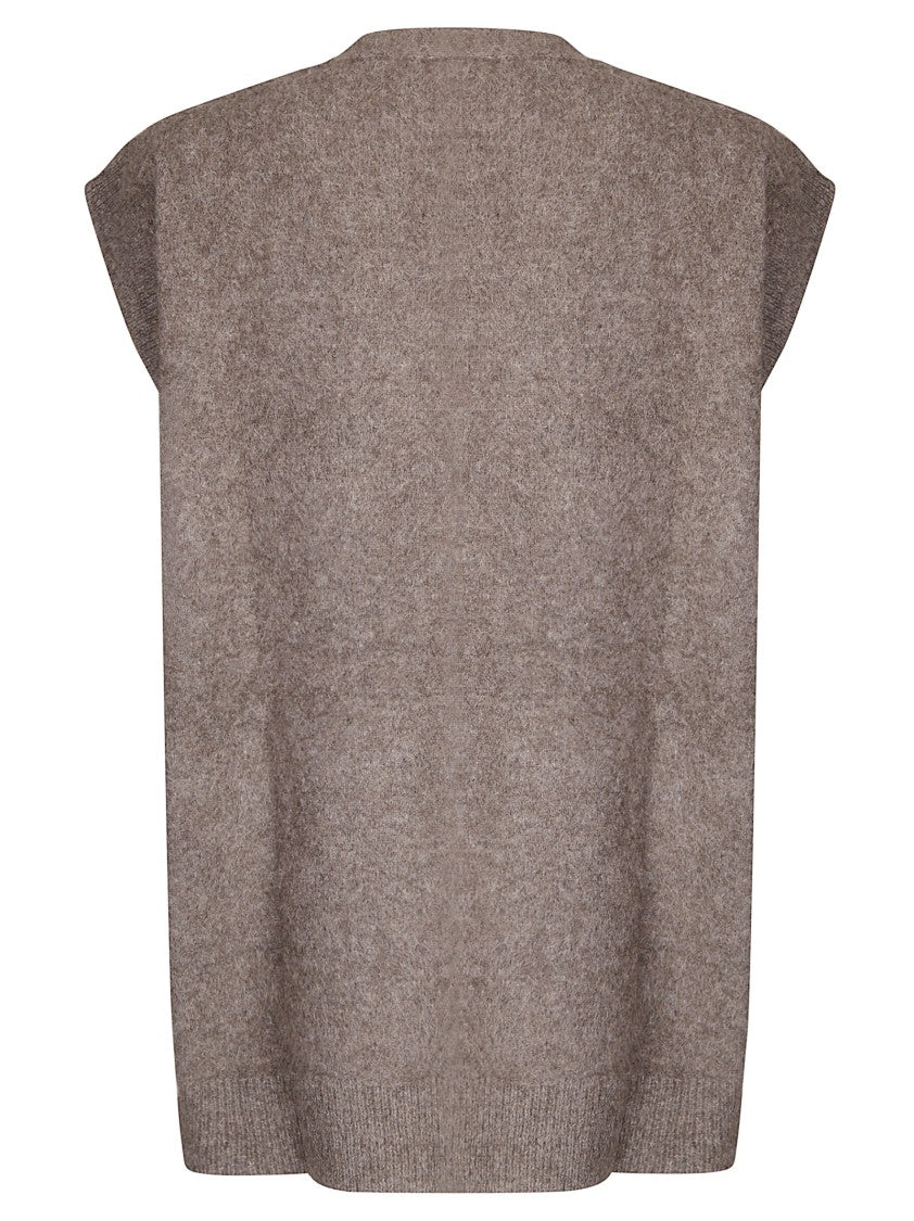 P.A.R.O.S.H. Multi-Pocket Brown Utility Vest With Oversized Fit