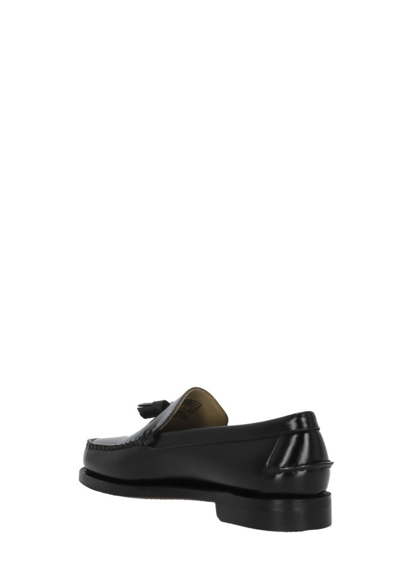Sebago Black Polished Patent Leather Tassel Loafers