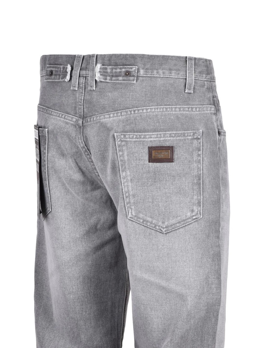 Dolce & Gabbana Light Grey Structured Fit Cotton Jeans