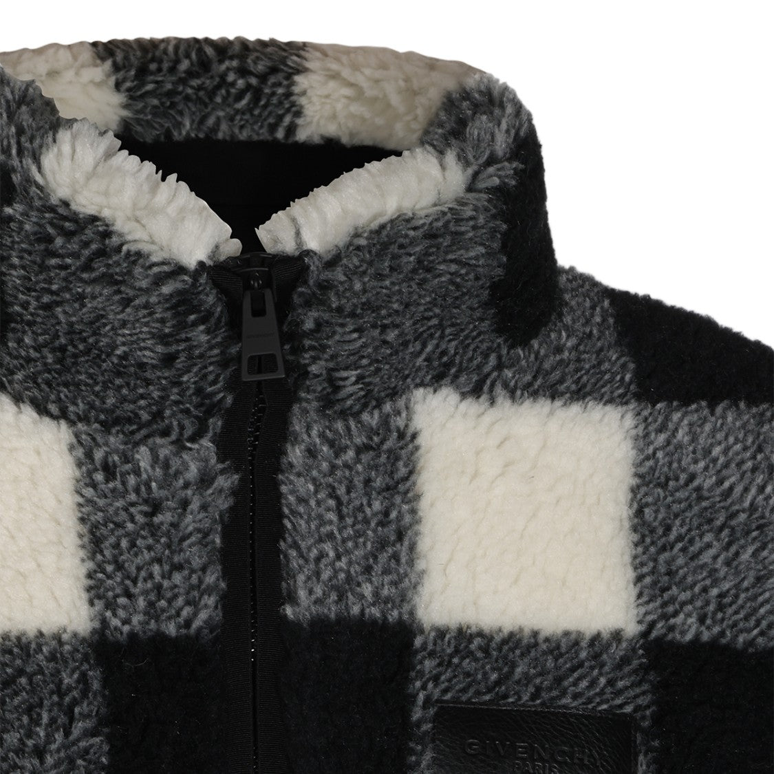 Givenchy Textured Black Checkered Casual Jacket With High Collar