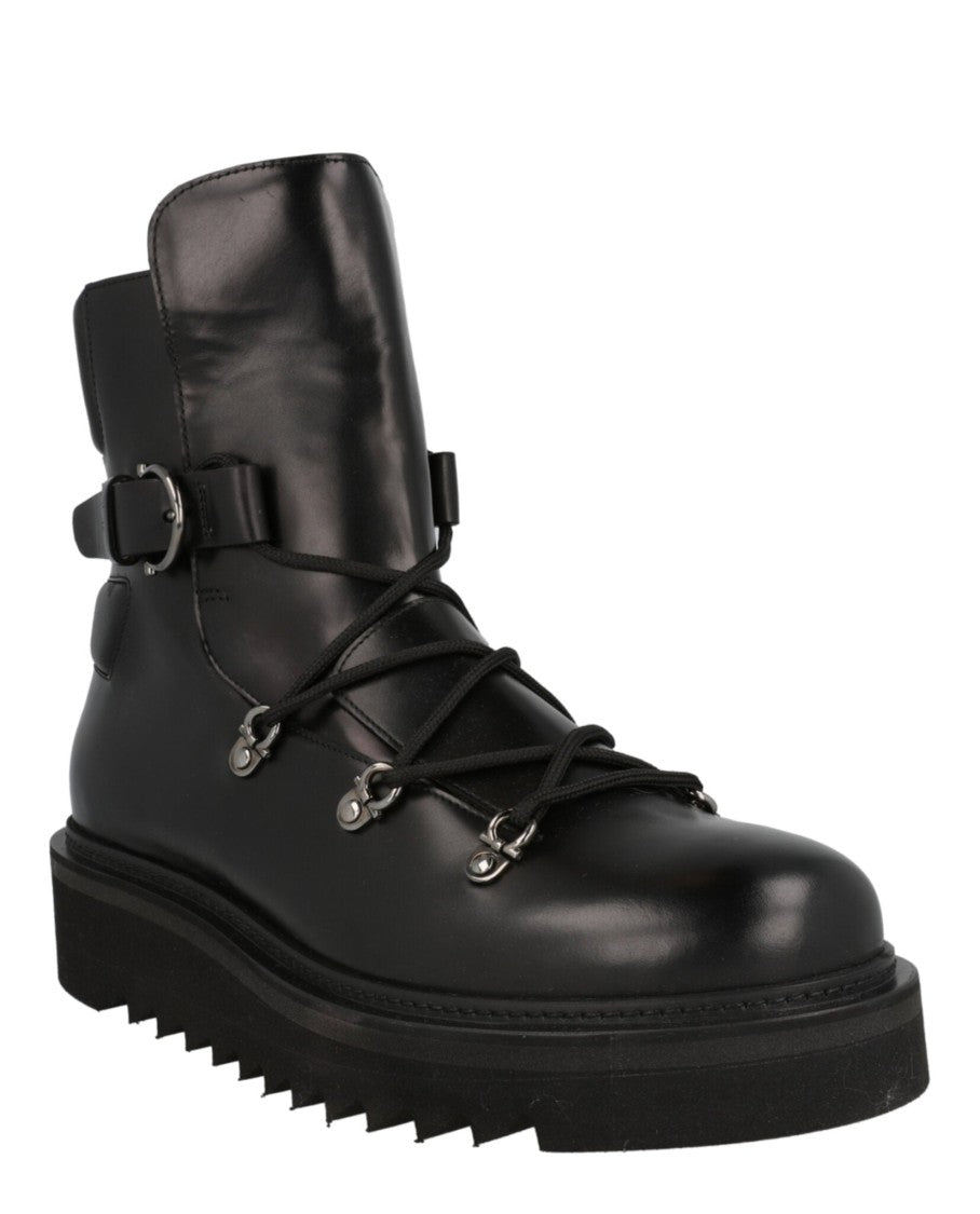 Ferragamo Giulio Lace-Up Demi Boots With Silver-Tone Hardware