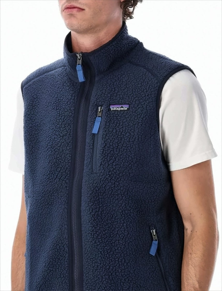 Patagonia Textured Fleece Vest With High Collar