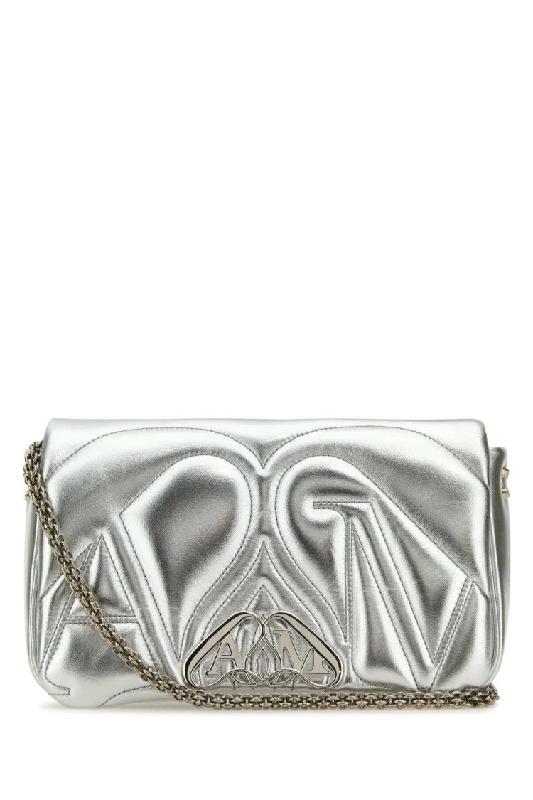 Alexander Mcqueen Silver Leather Small Seal Shoulder Bag