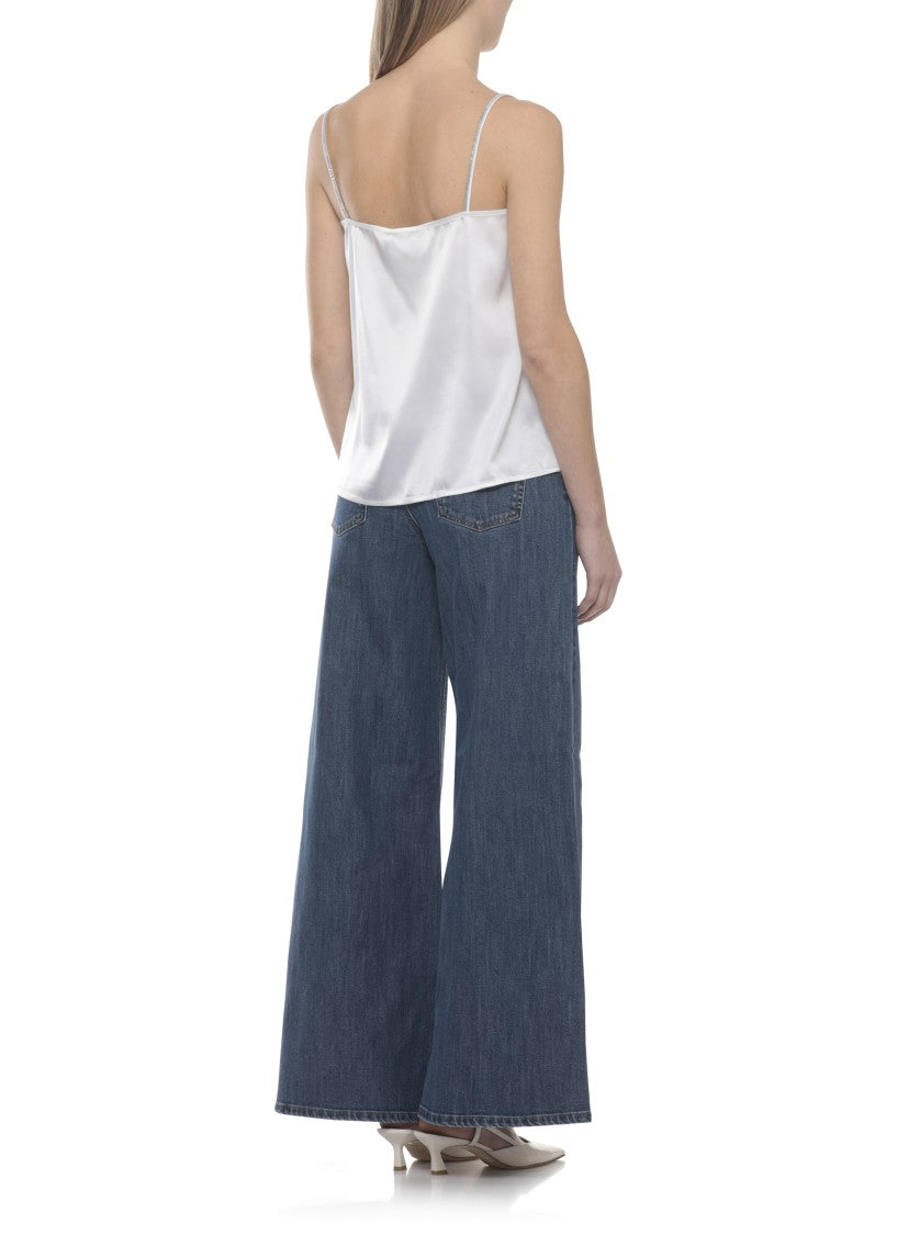 Panicale Ivory Silk Embellished Tank Top