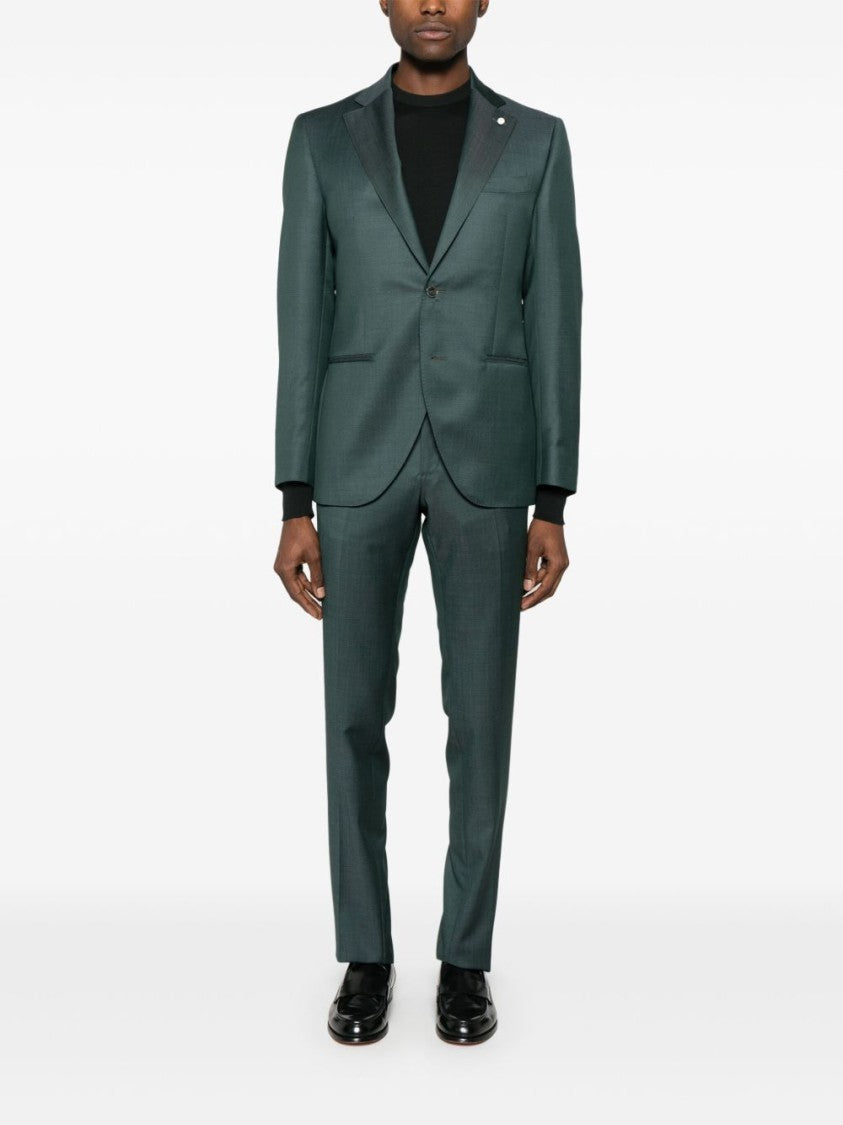 Luigi Bianchi Double-Breasted Forest Green Wool Suit