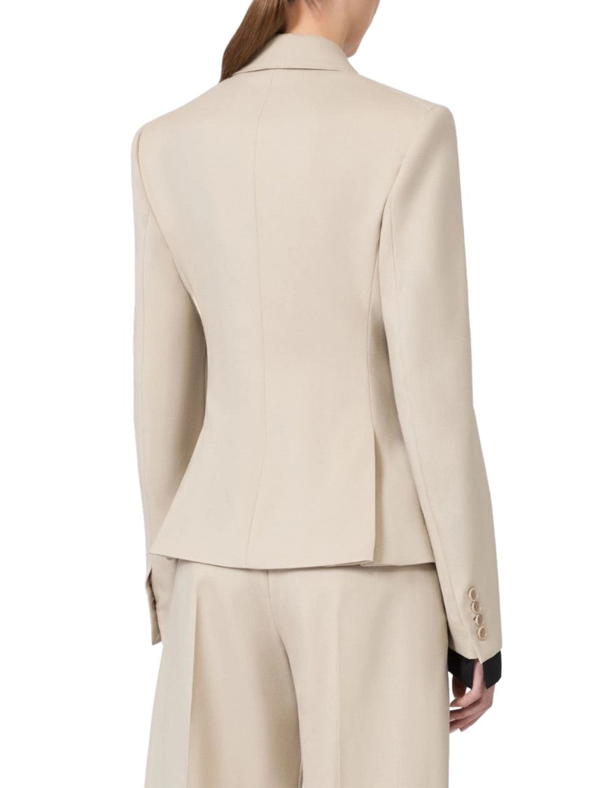 Max Mara Tailored Beige Double-Breasted Jacket With Contrasting Cuffs